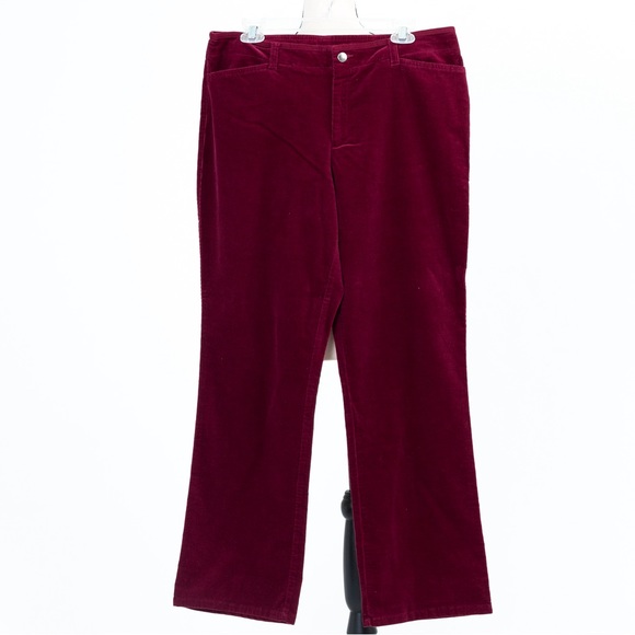 Burgundy high waist corduroy pant comfy cozy retro vibe Liz Claiborne 12 winter - Picture 1 of 10
